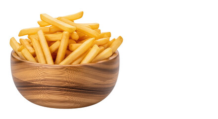 Isolated French Fries in Wooden Bowl