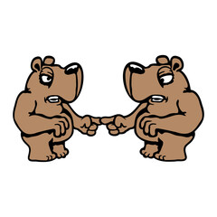 2 Bears Friends Blaming Each Other Finger Showing Team