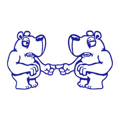 2 Bears Friends Blaming Each Other Finger Showing Team