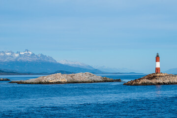 Panoramic view of Les &Eacute;claireurs Lighthouse and Beagle Channel