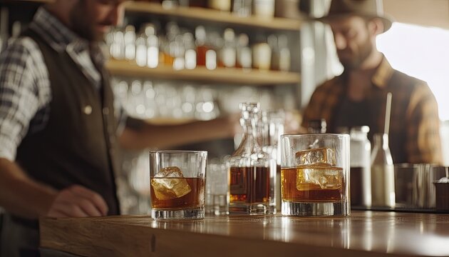 A whiskey tasting experience featuring a selection of bourbons, celebrating National Bourbon Day. 