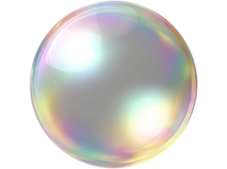 Iridescent sphere orb bubble abstract background design. Isolated On Transparent Background