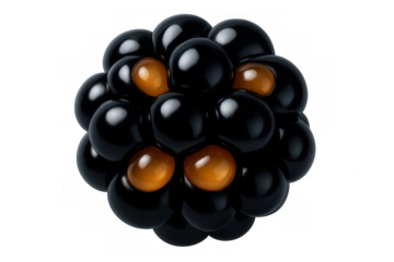 Glossy black and orange bubbles creating spherical abstract pattern, representing digital innovation and modern technological design
