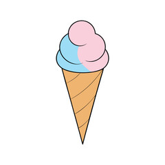 Vibrant cotton candy swirl ice cream in a clear glass cone with a subtle white background