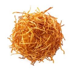 Fototapeta premium Crispy Fried Potato Nest Isolated on White Background