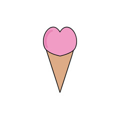 Charming valentine s day ice cream cone illustration featuring a pink heart scoop