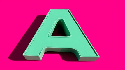 Mint green letter A on a hot pink background.