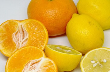 oranges and lemons on a plate