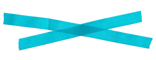 Set cyan paper adhesive tape, cross pieces flying isolated on white, clipping path	