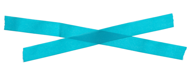 Set cyan paper adhesive tape, cross pieces flying isolated on white, clipping path	