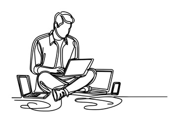 businessman working on laptop