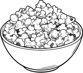 A bowl of popcorn coloring page