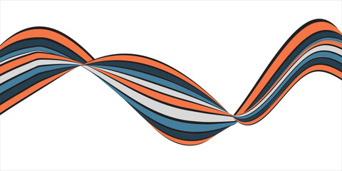Colorful retro abstract perspective line stripes with 3d dimensional effect isolated on white.