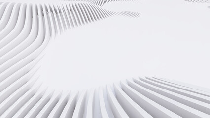 Abstract Curved Shapes. White Circular Background.