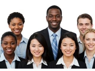 Diverse Business Team Portrait on Transparent Background