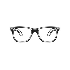 Fototapeta premium Minimalist black and white eyeglasses vector illustration for optical vision and fashion design