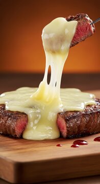 juicy meat with melted cheese
