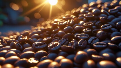 Obraz premium Close-up view of coffee beans.