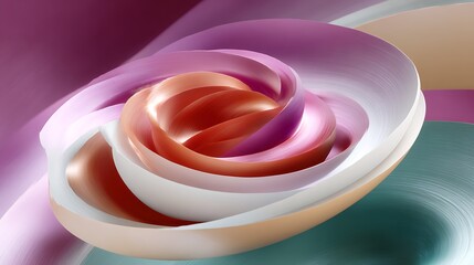 Abstract colorful swirl design resembling flower petals in soft pastel hues and smooth gradients