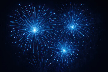 Fototapeta premium Blue Fireworks Display Against Dark Sky, Photos