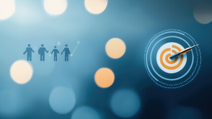 Target Audience Metaphor: A conceptual image symbolizing strategic marketing and precise target audience with a digital illustration and bokeh-filled backdrop, perfect for business or tech concepts.
