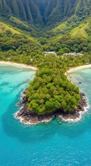 Stunning Tropical Island Paradise with Lush Greenery and Crystal Clear Turquoise Waters