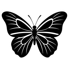 Black butterfly silhouette isolated on transparent background