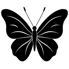 Black butterfly silhouette isolated on transparent background