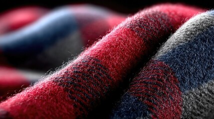 Cozy Comfort: A meticulously detailed close-up of a soft, wool blanket. The texture, hues, and warmth of the fabric are captivating.