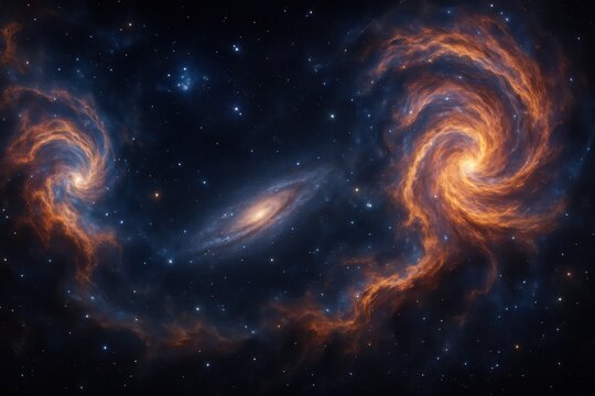 Futuristic AI-generated cosmic nebula with swirling galaxies and celestial phenomena in deep space visualization