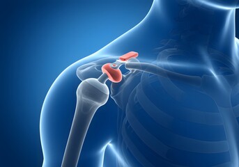 Detailed Medical Illustration of Human Shoulder Anatomy, Joints, Bones and Structure for Healthcare and Education.