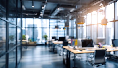 Fototapeta premium Blurred view of modern office interior
