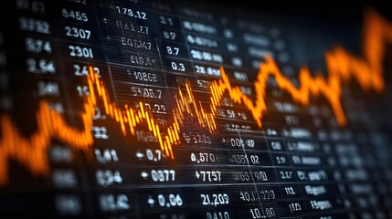 Orange line graph on a dark digital display showing fluctuating data.