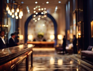 Fototapeta premium Hotel lobby, blurred, elegant