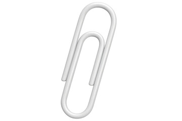 Realistic white paperclip on a transparent background, perfect for representing attachment, organization, or office supplies