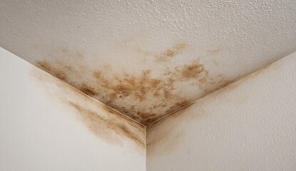 Ceiling corner stained with brown discoloration