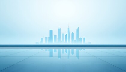 Fototapeta premium City Skyline Reflection Abstract Background Blue Tone Image