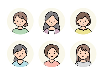 様々な女性のアイコンのイラスト素材