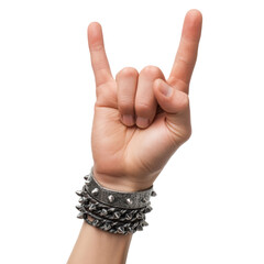 Photo of a Hand Showing Rock and Roll Sign with Bracelet - Music, Rock