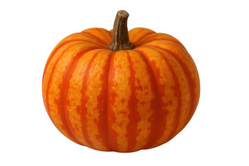 Obraz premium Orange striped pumpkin featuring textured surface, highlighting seasonal harvest against clean transparent backdrop with festive fall character