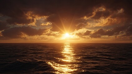 Dramatic sunset over the ocean