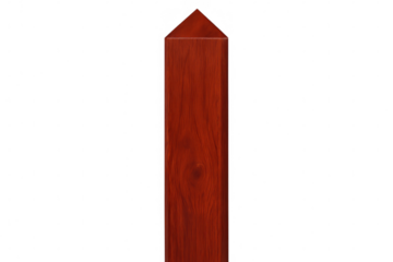 Reddish wooden post standing upright with a pointed top, isolated on a transparent background, ideal for architectural visualizations or design projects
