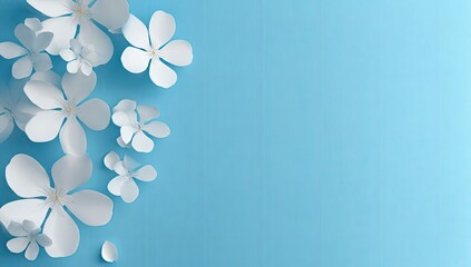 White flowers on a light blue background