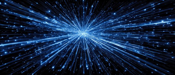 Abstract explosion of blue light rays