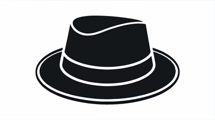 Minimalist black and white fedora hat icon for fashion and style themes