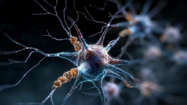 Highresolution digital rendering of neuron receptors and transporters coordinating neurotransmitter reabsorption in brain activity model.