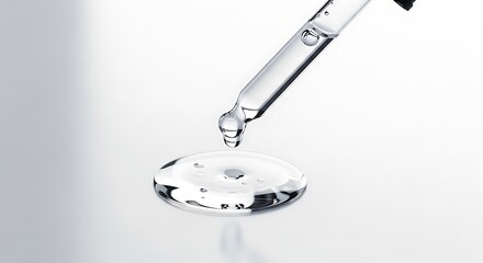Clear liquid drop from glass dropper transparent