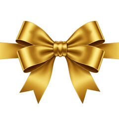 Gold bow ribbon isolated on transparent background
