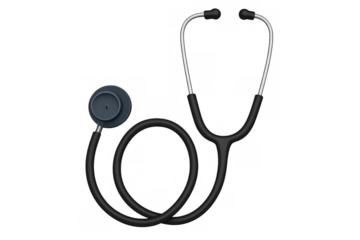 Realistic black stethoscope isolated, representing medical profession with clean transparent background