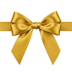 Gold bow ribbon isolated on transparent background
